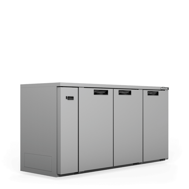 Cameo - Three Door Stainless Steel Remote Back Bar Counter Display Refrigerator