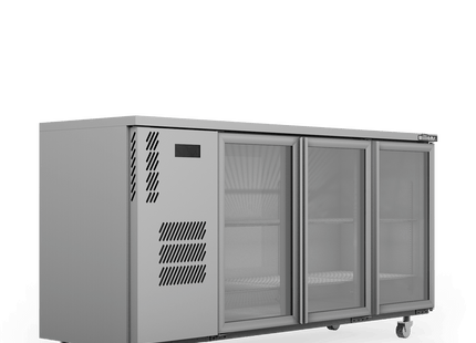 Cameo - Three Door Stainless Steel Under Counter Display Refrigerator