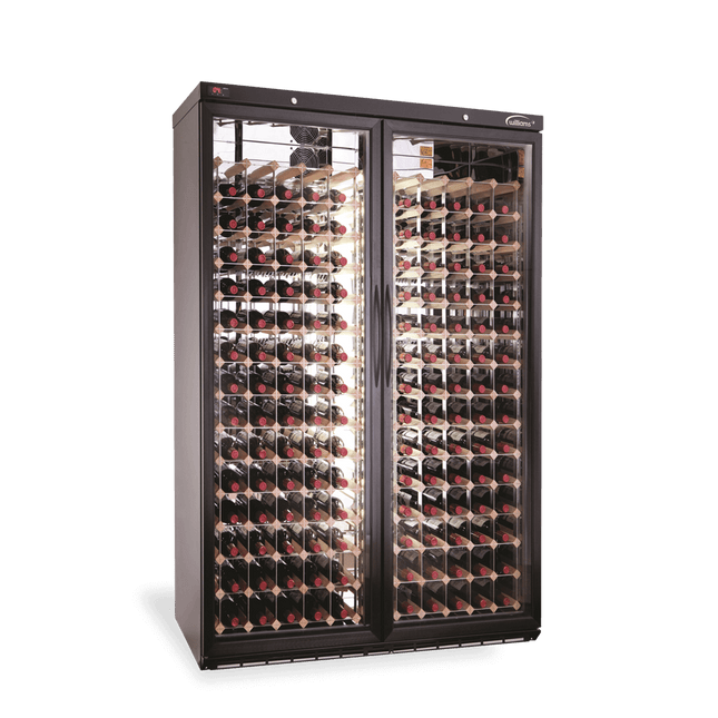 Wine Cabinet - Two Door Black Upright Wine Display Refrigerator