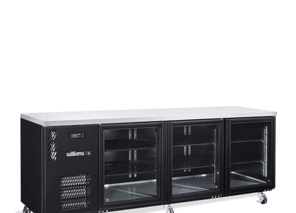 Boronia - Three Door Black Colorbond Under Counter Display Refrigerator