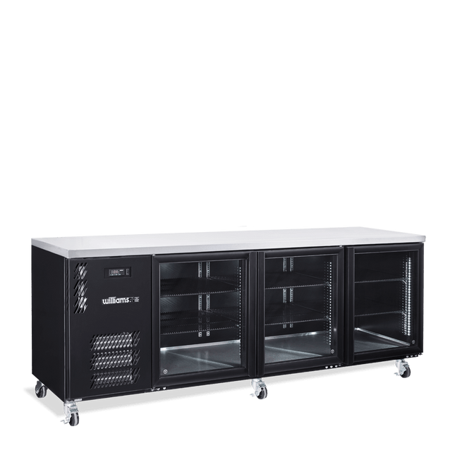 Boronia - Three Door Black Colorbond Under Counter Display Refrigerator