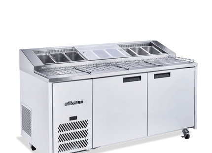 Jade Pizza - Two Door White Colorbond Pizza Prep Counter Refrigerator With Blown Air Well
