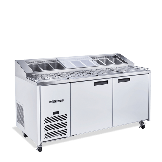 Jade Pizza - Two Door White Colorbond Pizza Prep Counter Refrigerator With Blown Air Well