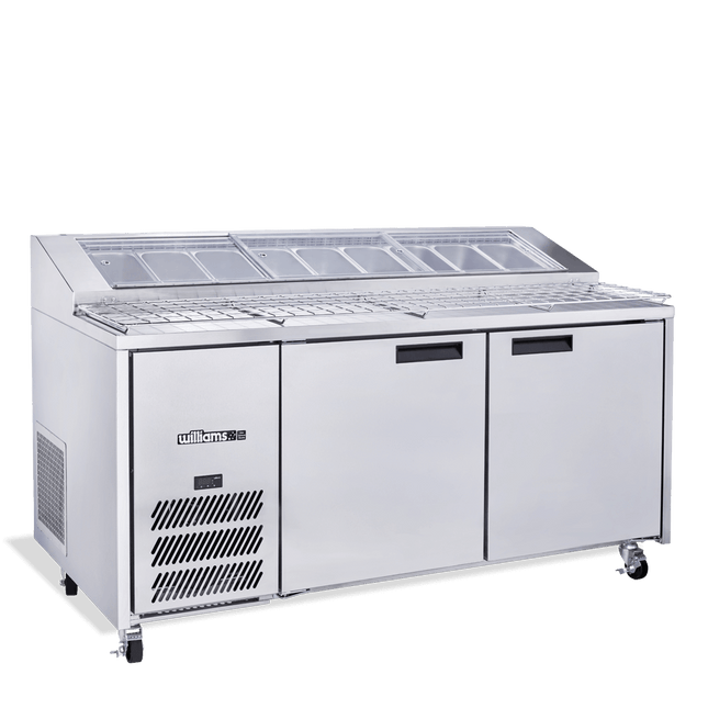 Jade Pizza - Two Door Stainless Steel Pizza Prep Counter Refrigerator With Blown Air Well
