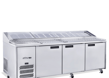 Jade Pizza - Three Door Stainless Steel Pizza Prep Counter Refrigerator With Blown Air Well