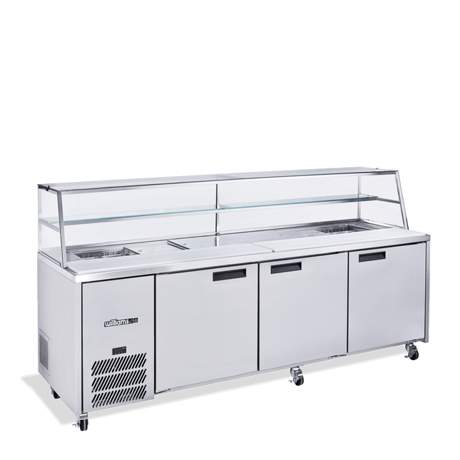 Jade Sandwich - Three Door Stainless Steel Prep Counter Refrigerator With Blown Air Well - Without Canopy