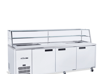 Jade Sandwich - Three Door White Colorbond Prep Counter Refrigerator With Blown Air Well - Without Canopy