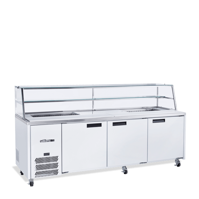 Jade Sandwich - Three Door White Colorbond Prep Counter Refrigerator With Blown Air Well - Without Canopy