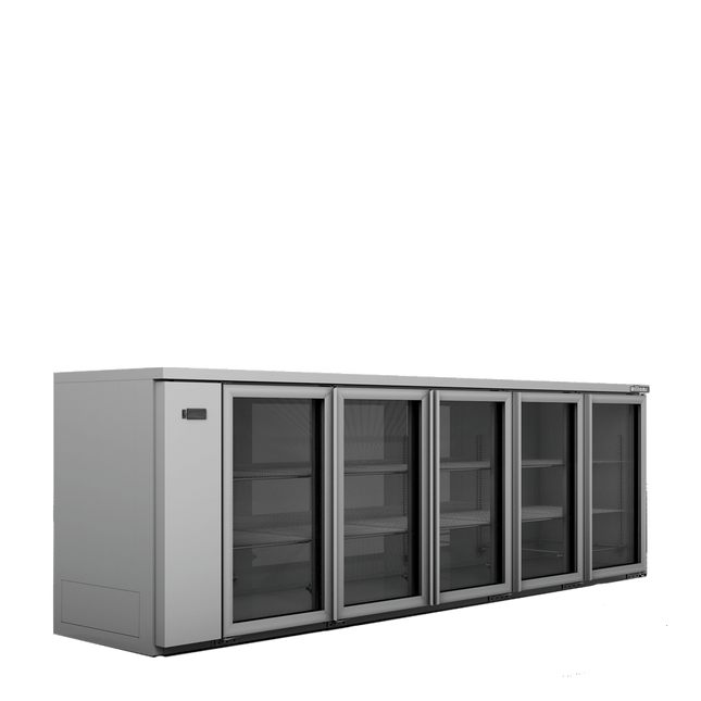 Cameo - Five Door Stainless Steel Remote Back Bar Counter Display Refrigerator