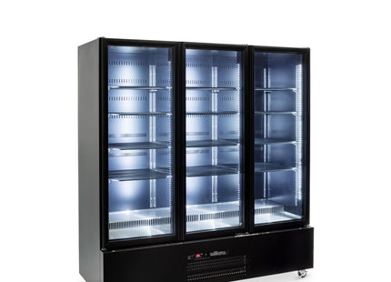 Quartz Star - Three Door Black Colorbond Upright Display Refrigerator