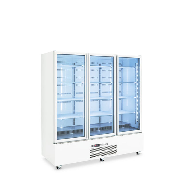 Quartz Star - Three Door Black Colorbond Upright Display Refrigerator