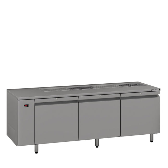 Emerald - Three Door Stainless Steel Remote Under Counter Refrigerator With Blown Air Well