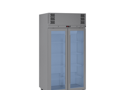 Pearl - Slim Two Door Stainless Steel Upright Display Refrigerator