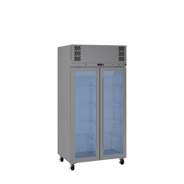 Pearl - Slim Two Door Stainless Steel Upright Display Refrigerator