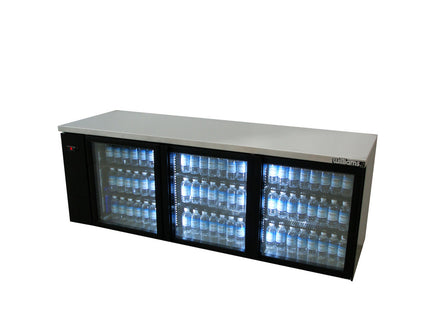 Boronia - Three Door Black Colorbond Remote Back Bar Counter Display Refrigerator