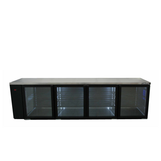 Boronia - Four Door Black Colorbond Remote Back Bar Counter Display Refrigerator