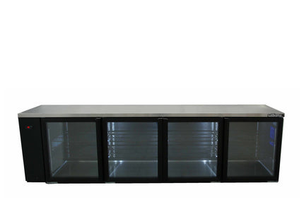 Boronia - Four Door Black Colorbond Remote Back Bar Counter Display Refrigerator