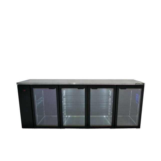 Cameo - Four Door Black Colorbond Remote Back Bar Counter Display Refrigerator