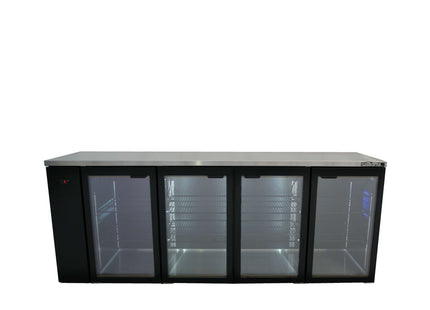 Cameo - Four Door Black Colorbond Remote Back Bar Counter Display Refrigerator
