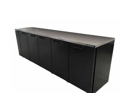 Cameo - Five Door Black Colorbond Remote Back Bar Counter Display Refrigerator