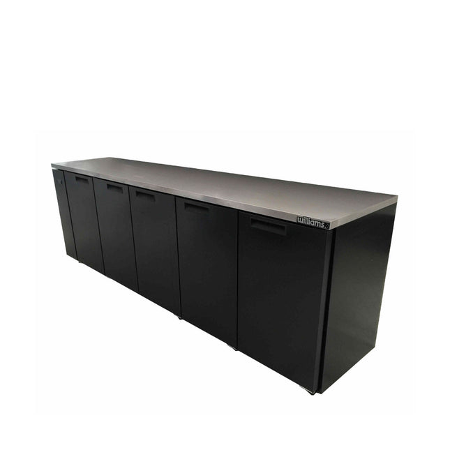 Cameo - Five Door Black Colorbond Remote Back Bar Counter Display Refrigerator