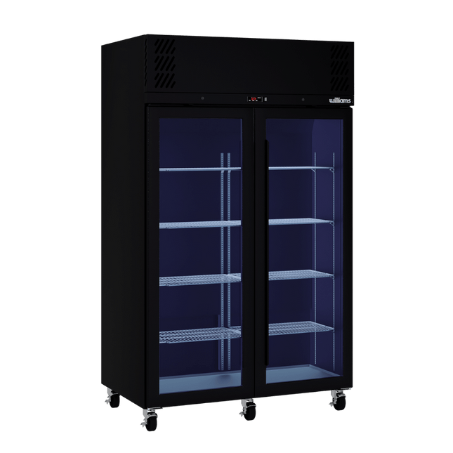 Pearl  - Two Door Black Colorbond Upright Display Refrigerator