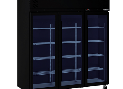 Pearl - Three Door Black Colorbond Upright Display Refrigerator