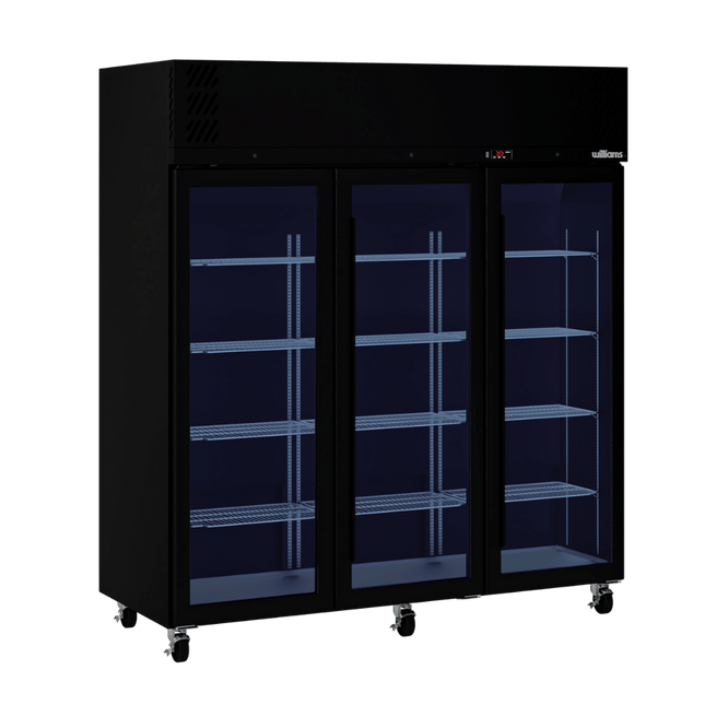 Pearl - Three Door Black Colorbond Upright Display Refrigerator
