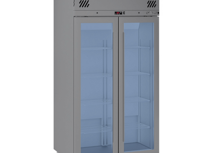 Pearl - Slim Two Door Stainless Steel Upright Display Refrigerator