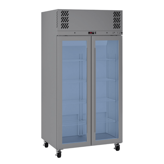 Pearl - Slim Two Door Stainless Steel Upright Display Refrigerator