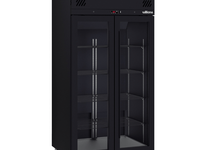 Pearl - Slim Two Door Black Colorbond Upright Display Refrigerator