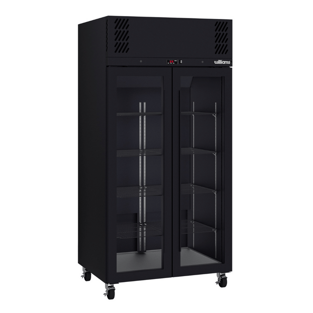 Pearl - Slim Two Door Black Colorbond Upright Display Refrigerator