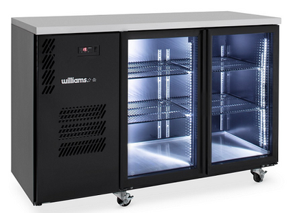 Cameo - Two Door Black Colorbond Under Counter Display Refrigerator
