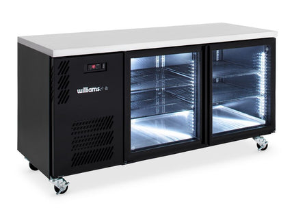 Boronia - Two Door Black Colorbond Under Counter Display Refrigerator