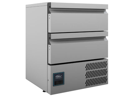 Aztra Hydrocarbon - Two drawer stainless steel under counter freezer