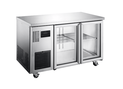 Topaz Under Counter - Two Door Stainless Under Counter Glass Door Refrigerator