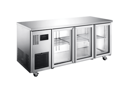Topaz Under Counter - Three Door Stainless Under Counter Glass Door Refrigerator