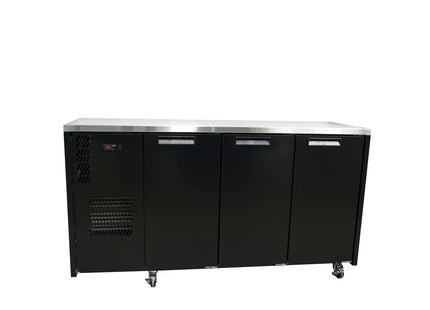 Cameo - Three Door Black Colorbond Under Counter Display Refrigerator
