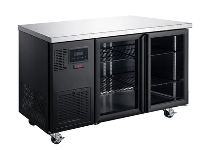 Topaz Under Counter - Two Door Black Under Counter Glass Door Refrigerator