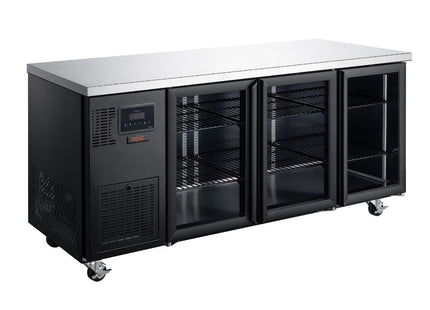 Topaz Under Counter - Three Door Black Under Counter Glass Door Refrigerator