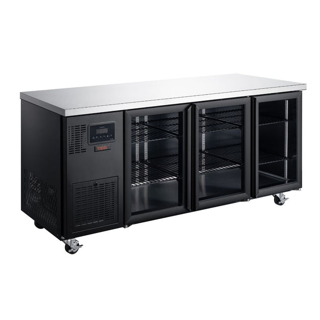 Topaz Under Counter - Three Door Black Under Counter Glass Door Refrigerator