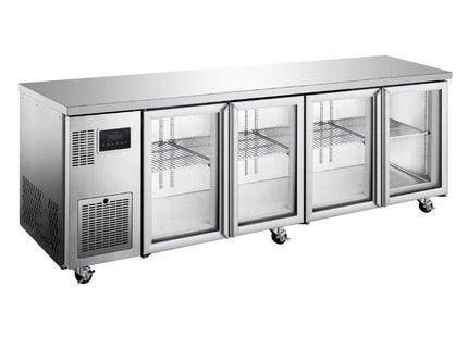 Topaz Under Counter - Four Door Stainless Under Counter Glass Door Refrigerator