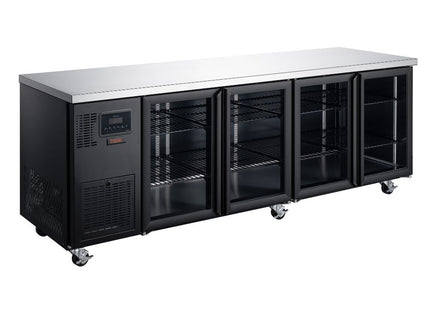 Topaz Under Counter - Four Door Black Under Counter Glass Door Refrigerator