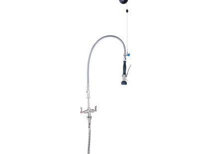 Stainless Steel Line Retractor Dual Hob Mounted Pre Rinse Unit