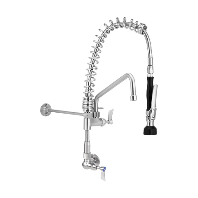 Compact Stainless Steel Single Wall Mount Pre-Rinse with 12" Pot Filler 