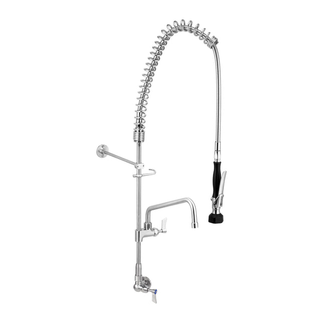 Stainless Steel Single Wall Mount Pre-Rinse with 12" Pot Filler