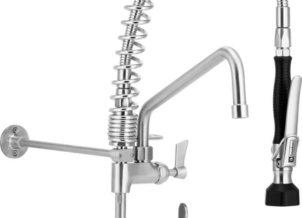 Compact Stainless Steel Wall Stops And Elbow Pre Rinse Unit With 12" Pot Filler 