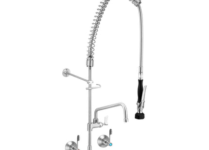 Stainless Steel Wall Stops And Elbow Pre Rinse Unit With 12" Pot Filler