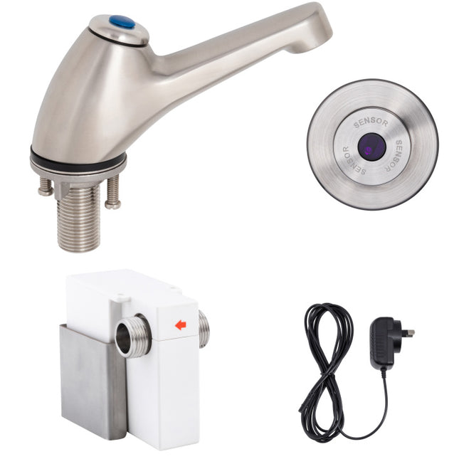 Pillar Tap with Wall-Mount Sensor Mains Operated 